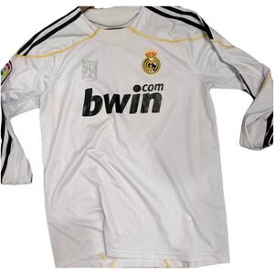 Real Madrid Bwin Soccer Jersey Long Sleeve White La‎ Liga Mens L Retro
